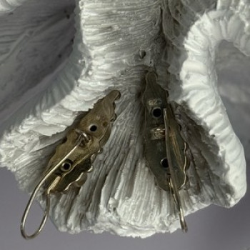 925 Sterling Silver Garnet Pyrope Earrings Length 1.15 Inch