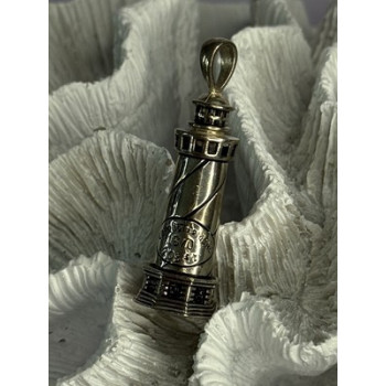 925 Sterling Silver Cape Hatteras Outer Banks Lighthouse Pendant Length 1.87 Inc