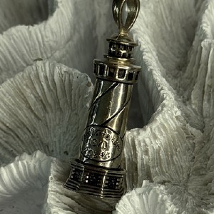 925 Sterling Silver Cape Hatteras Outer Banks Lighthouse Pendant Length 1.87 Inc