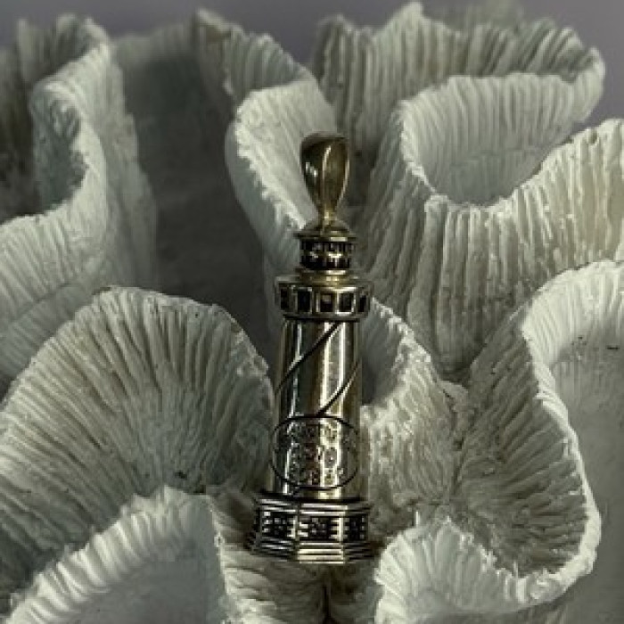 925 Sterling Silver Cape Hatteras Outer Banks Lighthouse Pendant Length 1.87 Inc