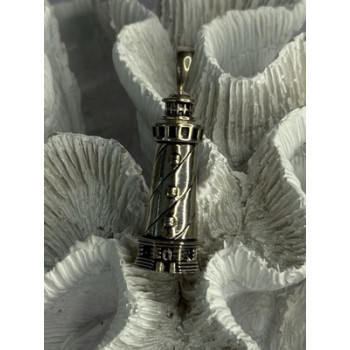 925 Sterling Silver Cape Hatteras Outer Banks Lighthouse Pendant Length 1.87 Inc