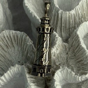 925 Sterling Silver Cape Hatteras Outer Banks Lighthouse Pendant Length 1.87 Inc