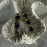 925 Sterling Silver Amethyst & Marcasite Earrings Length 0.80 Inch