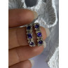 925 Sterling Silver Amethyst & Marcasite Earrings Length 0.80 Inch