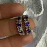 925 Sterling Silver Amethyst & Marcasite Earrings Length 0.80 Inch