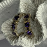 925 Sterling Silver Amethyst & Marcasite Earrings Length 0.80 Inch