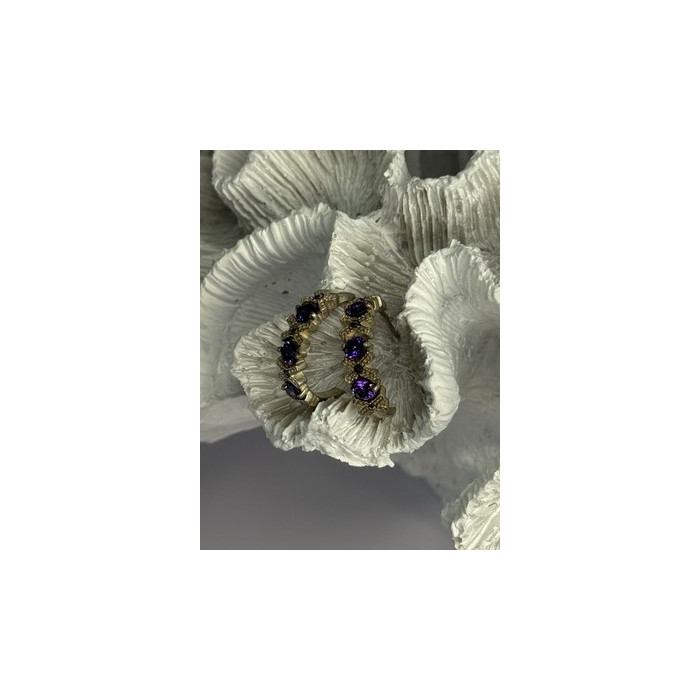 925 Sterling Silver Amethyst & Marcasite Earrings Length 0.80 Inch