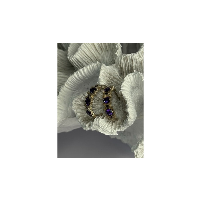 925 Sterling Silver Amethyst & Marcasite Earrings Length 0.80 Inch