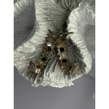 925 Sterling Silver Amethyst & Marcasite Earrings Length 0.80 Inch