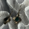 Vintage 925 Sterling Silver Malachite Earrings Length 1.70 Inch