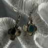 Vintage 925 Sterling Silver Malachite Earrings Length 1.70 Inch