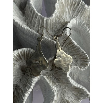 Vintage 925 Sterling Silver Malachite Earrings Length 1.70 Inch