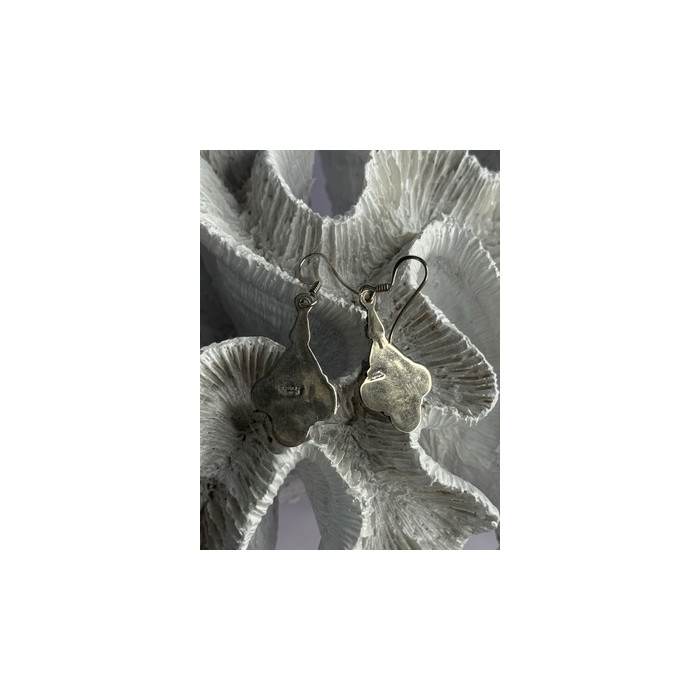 Vintage 925 Sterling Silver Malachite Earrings Length 1.70 Inch