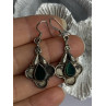 Vintage 925 Sterling Silver Malachite Earrings Length 1.70 Inch