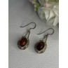 Vintage 925 Sterling Silver Amber Earrings Length 1.40 Inch