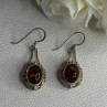 Vintage 925 Sterling Silver Amber Earrings Length 1.40 Inch