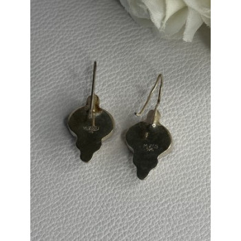 Vintage 925 Sterling Silver Carnelian Earrings Length 1.30 Inch