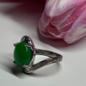 D'Joy 925 Sterling Silver Green Nephrite & White Beryl Ring Size 6.5