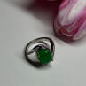 D'Joy 925 Sterling Silver Green Nephrite & White Beryl Ring Size 6.5