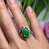 D'Joy 925 Sterling Silver Green Nephrite & White Beryl Ring Size 6.5