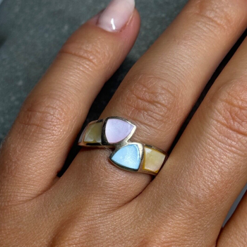 925 Sterling Silver Abalone Ring Size 7