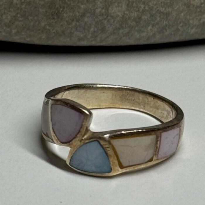 925 Sterling Silver Abalone Ring Size 7