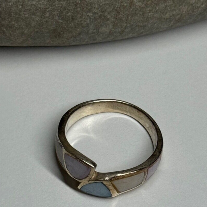 925 Sterling Silver Abalone Ring Size 7