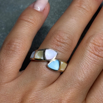 925 Sterling Silver Abalone Ring Size 7
