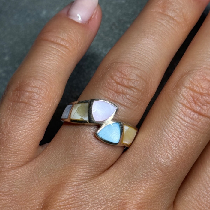 925 Sterling Silver Abalone Ring Size 7