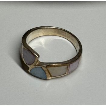 925 Sterling Silver Abalone Ring Size 7