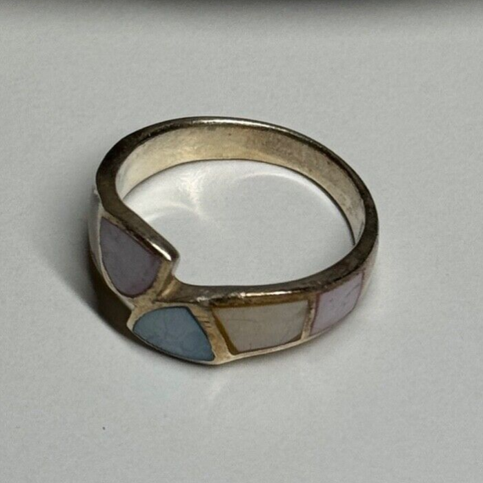 925 Sterling Silver Abalone Ring Size 7