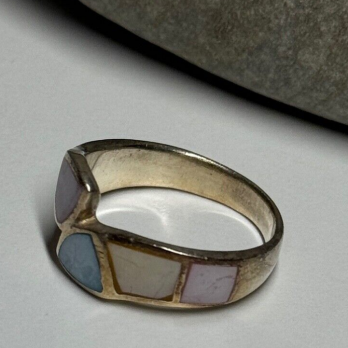 925 Sterling Silver Abalone Ring Size 7