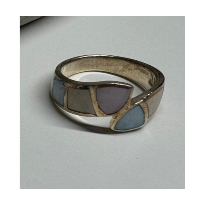 925 Sterling Silver Abalone Ring Size 7
