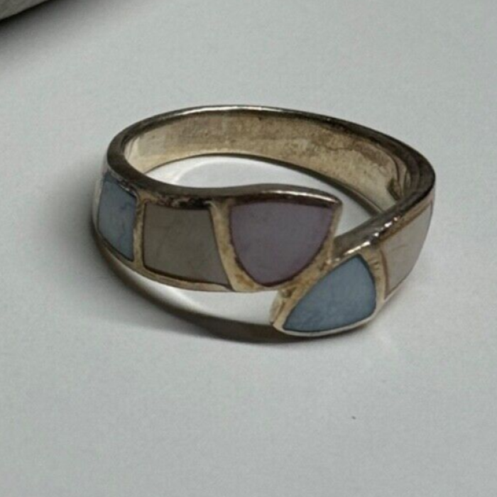 925 Sterling Silver Abalone Ring Size 7