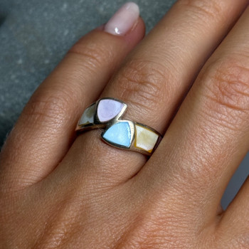 925 Sterling Silver Abalone Ring Size 7