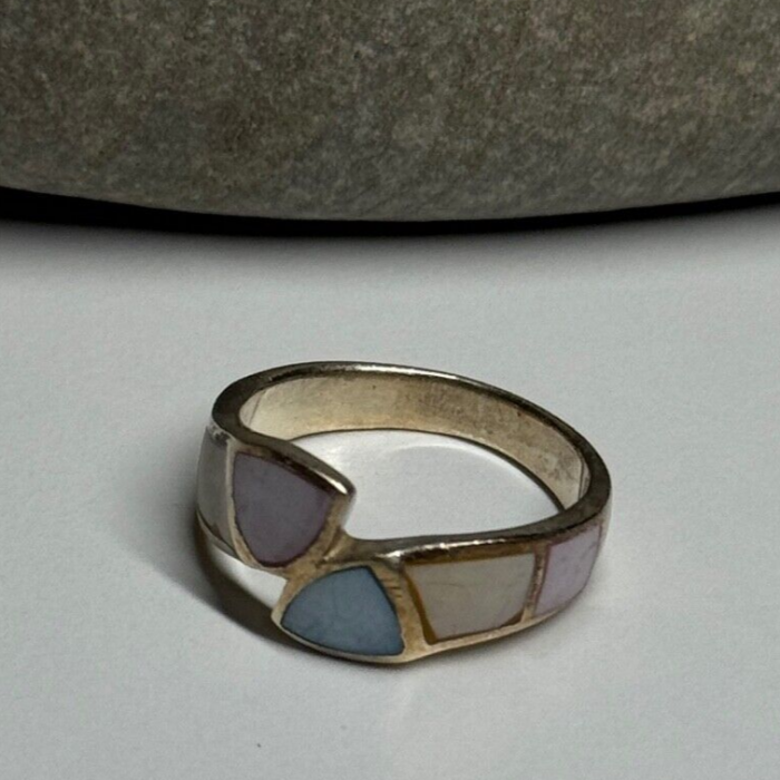 925 Sterling Silver Abalone Ring Size 7