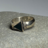 925 Sterling Silver & 10k Yellow Gold Onyx Ring Size 6