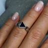 925 Sterling Silver & 10k Yellow Gold Onyx Ring Size 6