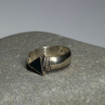 925 Sterling Silver & 10k Yellow Gold Onyx Ring Size 6