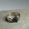 925 Sterling Silver & 10k Yellow Gold Onyx Ring Size 6