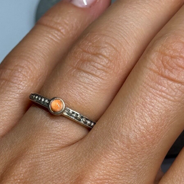 925 Sterling Silver Agate Ring Size 6