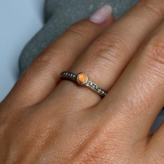 925 Sterling Silver Agate Ring Size 6