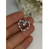 925 Sterling Silver Topaz & Beryl Heart Pendant Length 0.80 Inch