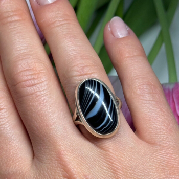 925 Sterling Silver Agate Ring Size 7