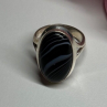 925 Sterling Silver Agate Ring Size 7