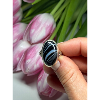 925 Sterling Silver Agate Ring Size 7