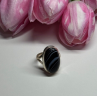 925 Sterling Silver Agate Ring Size 7