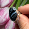 925 Sterling Silver Agate Ring Size 7