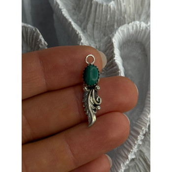 925 Sterling Silver Malachite Pendant Length 1.15 Inch