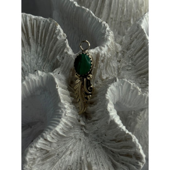 925 Sterling Silver Malachite Pendant Length 1.15 Inch